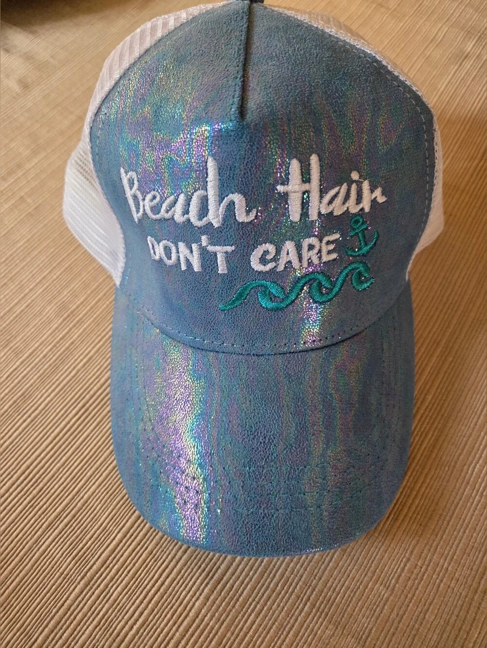 Iridescent 'Beach Hair Don't Care' Trucker Hat